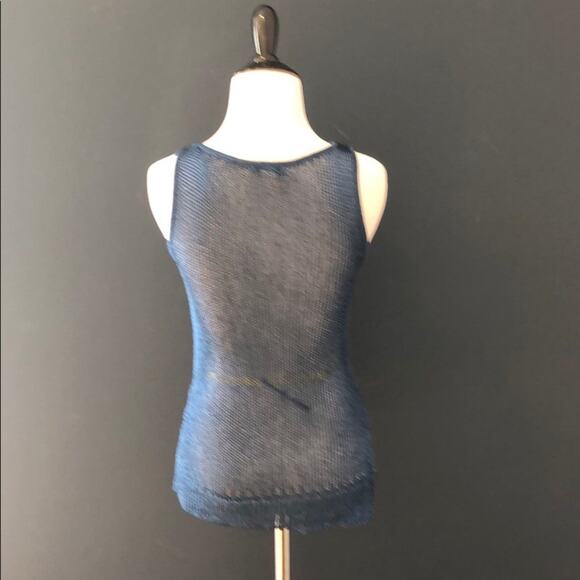 Bar III Sweater Top Metallic Blue Sleeveless - Picture 4 of 4